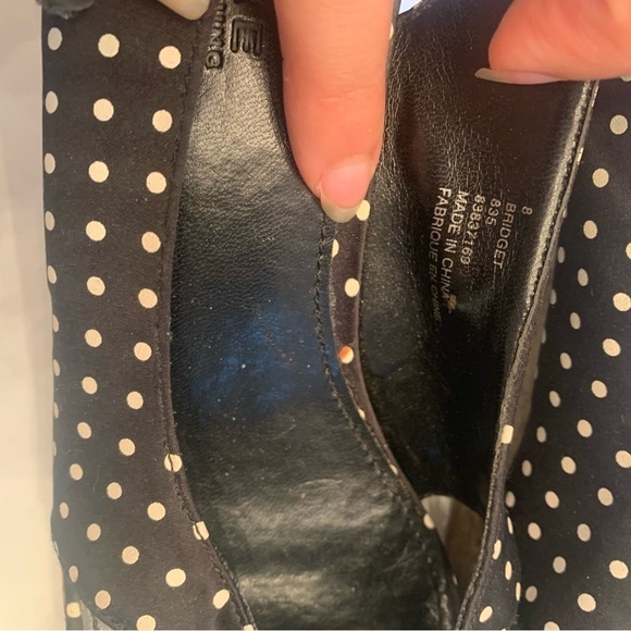 PURE Alfred Sung polka dot cork  beach heels-size 8 black and white - Picture 11 of 13